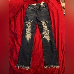 Judy Blue Dark Distressed straight leg Jeans